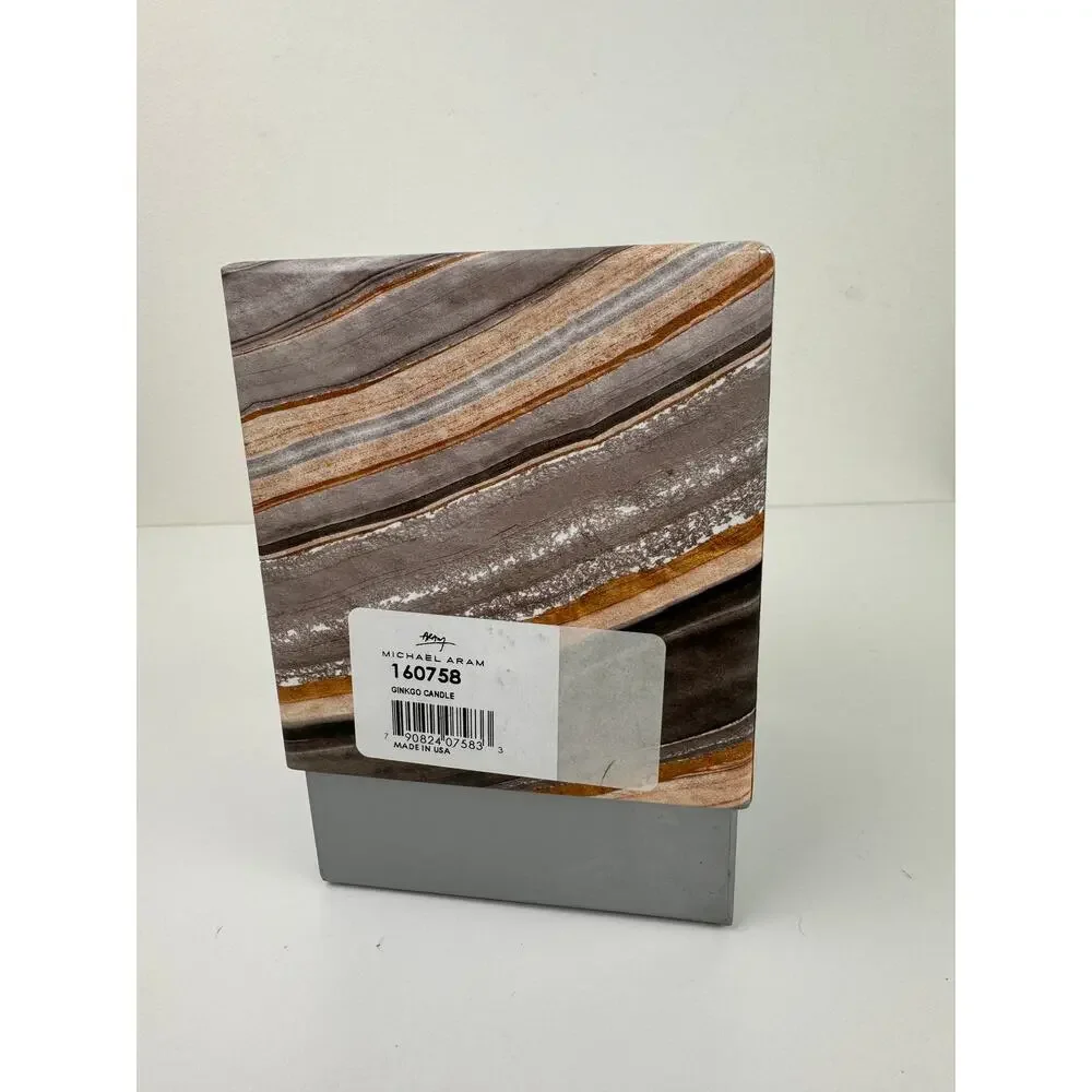 Michael Aram Ginkgo Candle Original Box Grapefruit Black Pepper Silver Tone NEW